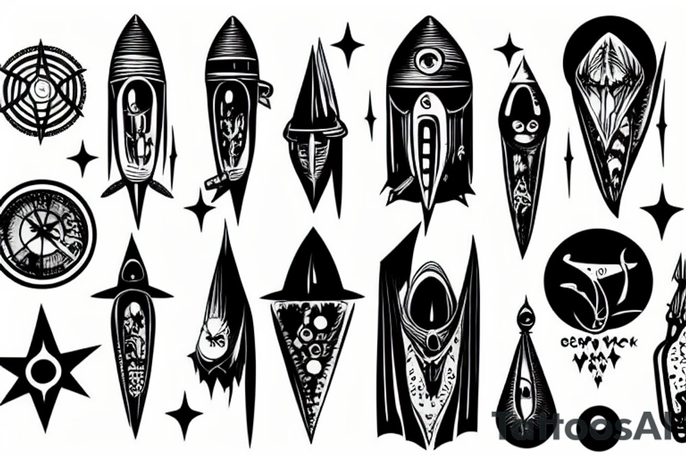 Gothic rocket ship tattoo idea