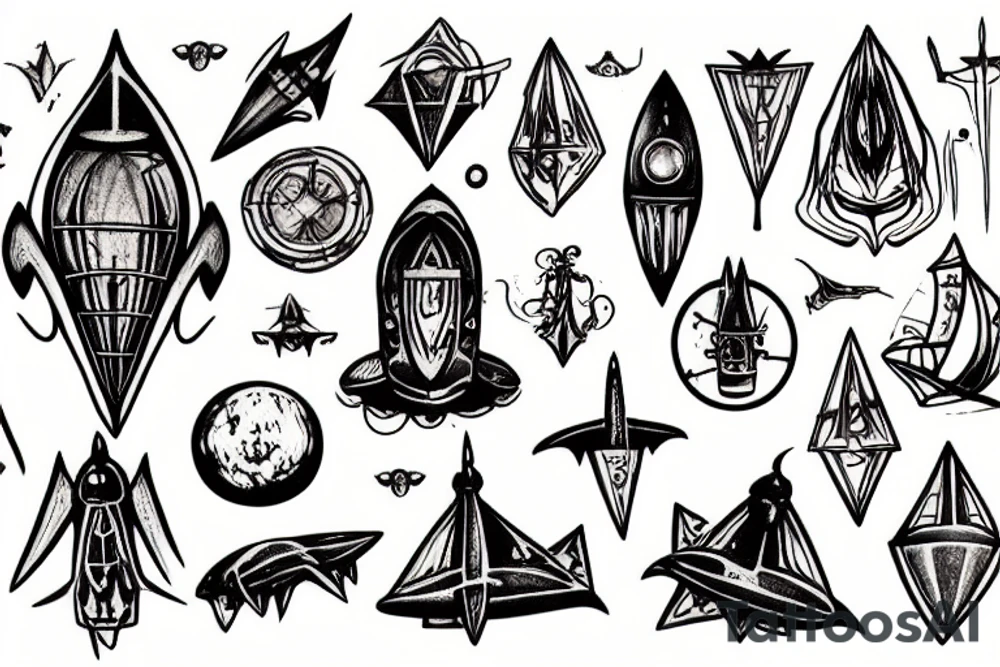 Gothic rocket ship tattoo idea