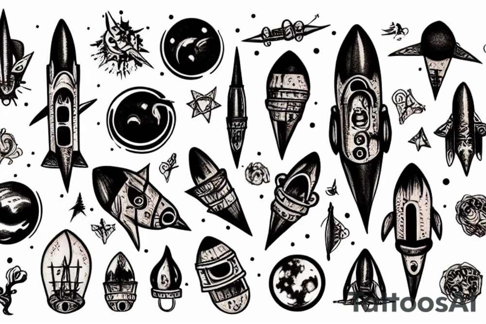 Gothic rocket ship tattoo idea