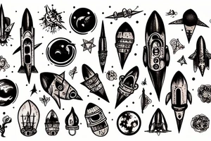 Gothic rocket ship tattoo idea