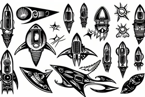 Gothic rocket ship tattoo idea
