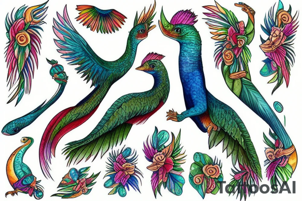 quetzal with long tail tattoo idea