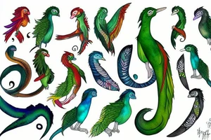 quetzal with long tail tattoo idea