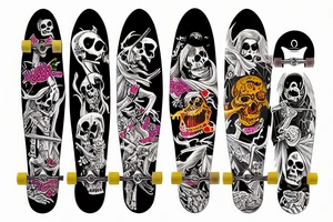 grim reaper kickflipping skateboard holding a bong tattoo idea