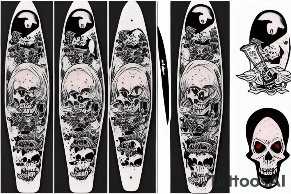 grim reaper kickflipping skateboard holding a bong tattoo idea