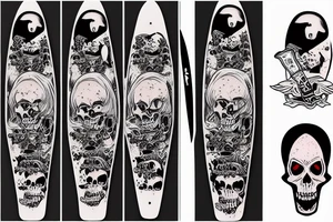 grim reaper kickflipping skateboard holding a bong tattoo idea