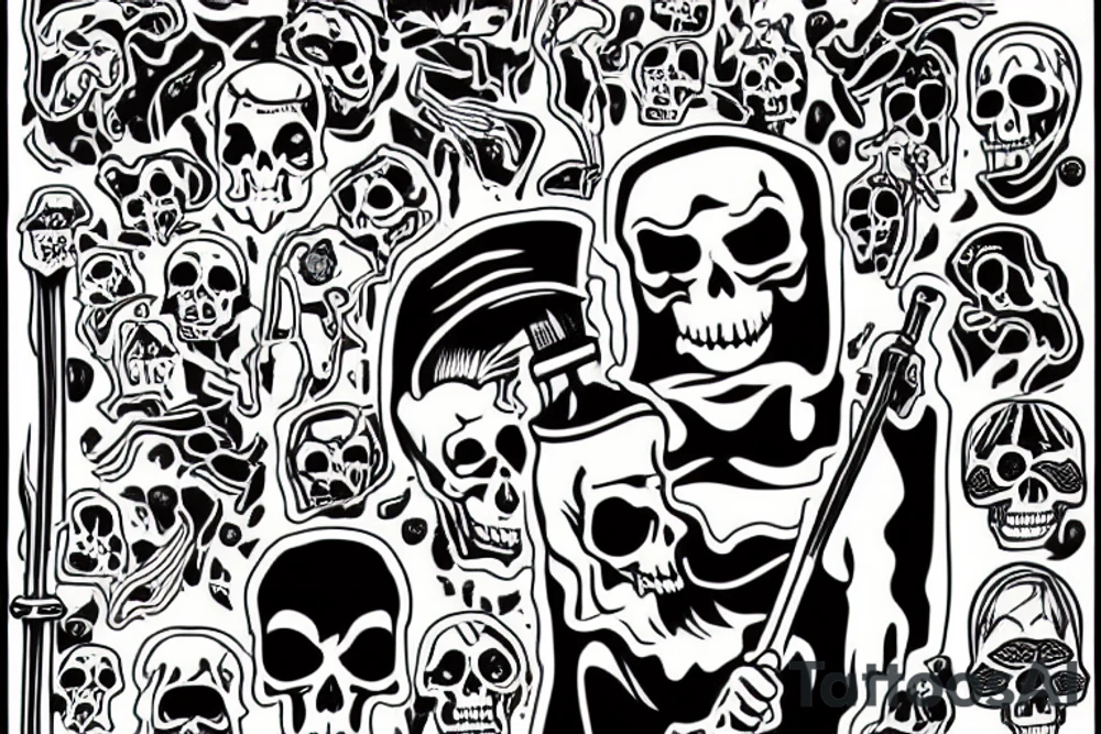 grim reaper holding a bong tattoo idea