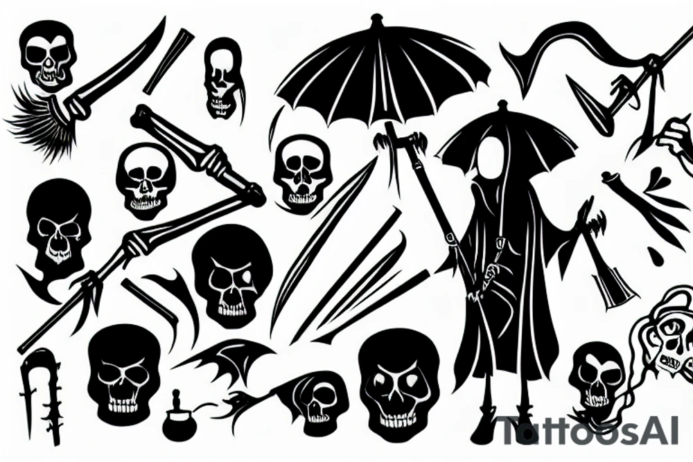 grim reaper holding a bong tattoo idea