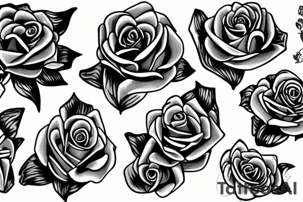 Three roses wrapped around a cross tattoo idea