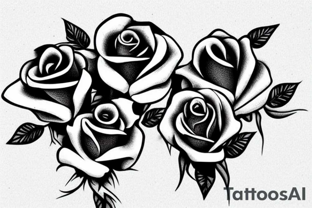 Three roses wrapped around a cross tattoo idea