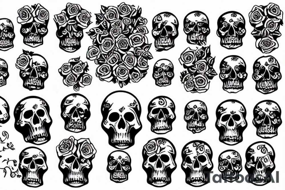 Roses and skulls tattoo idea