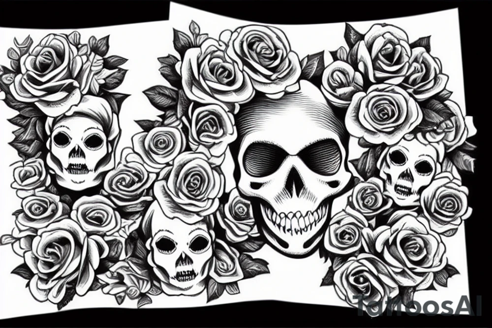 Roses and skulls tattoo idea