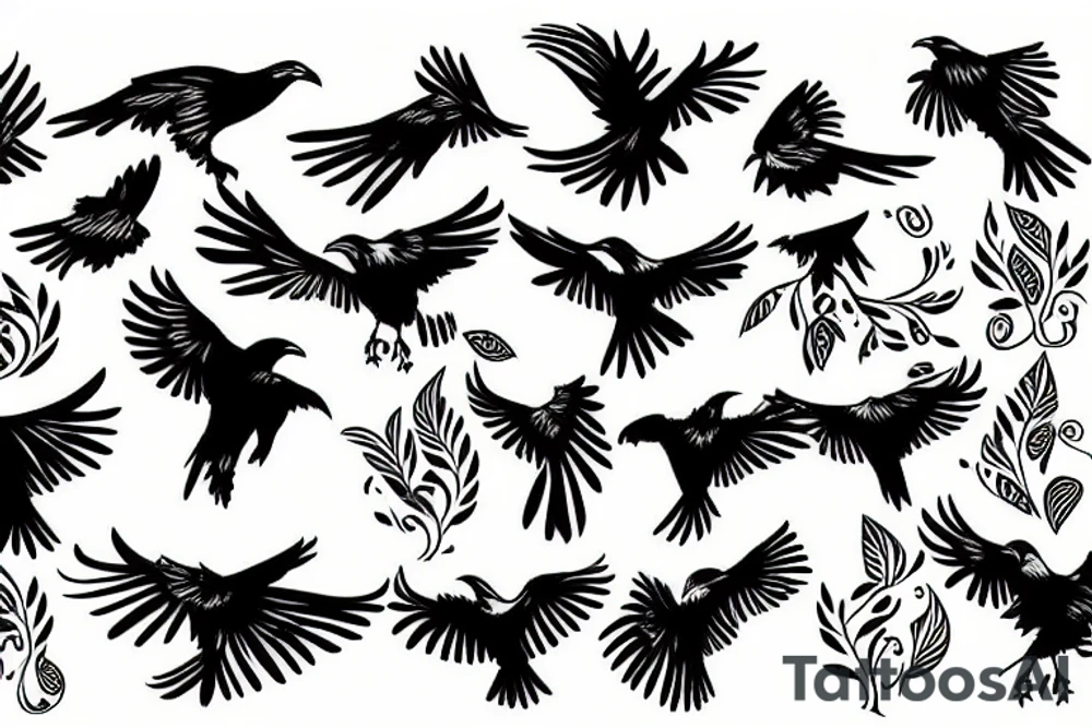Flock of ravens tattoo idea