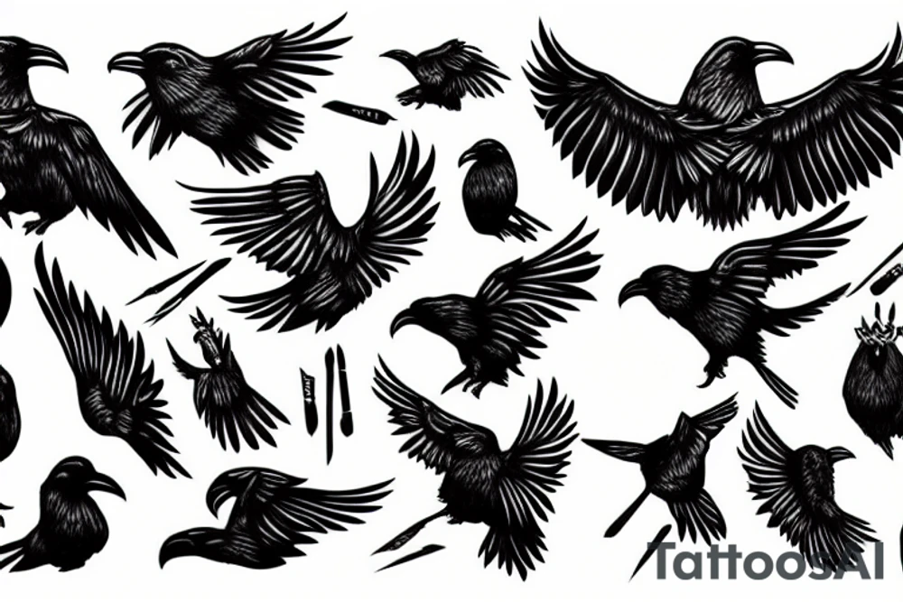 Flock of ravens tattoo idea