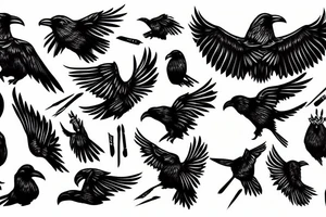 Flock of ravens tattoo idea