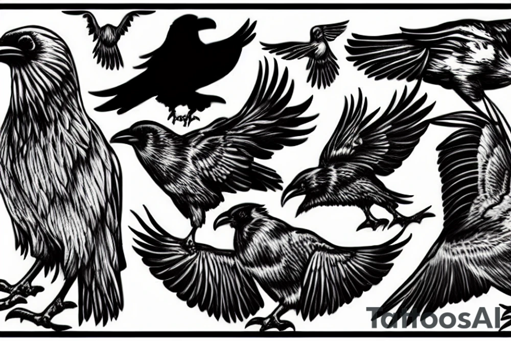 Flock of ravens tattoo idea