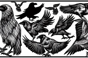 Flock of ravens tattoo idea