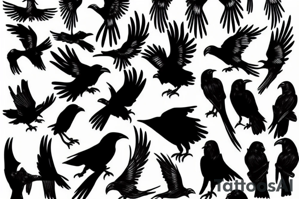 Flock of ravens tattoo idea