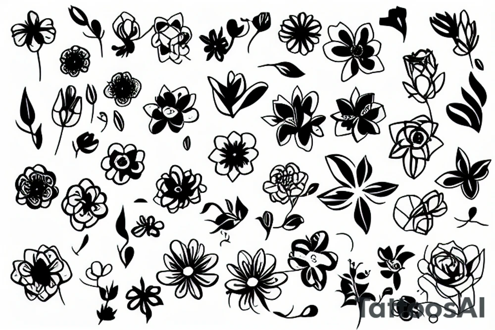 thin line flower light pretty tattoo idea