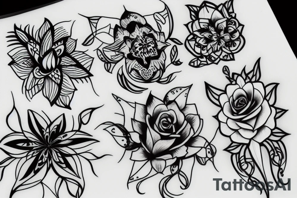 thin line flower light pretty tattoo idea