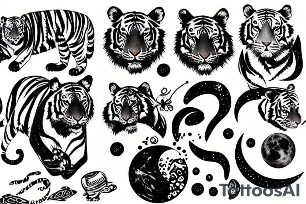 tiger and a moon tattoo idea
