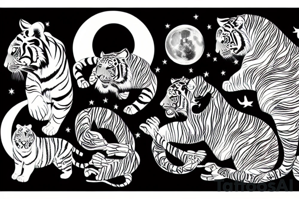 tiger and a moon tattoo idea