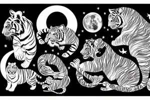 tiger and a moon tattoo idea