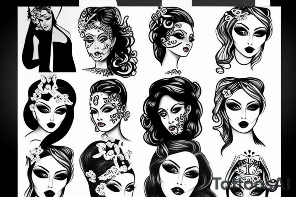 lady face tattoo idea