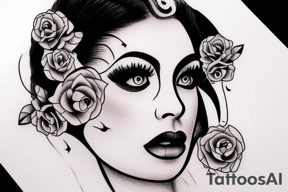 lady face tattoo idea