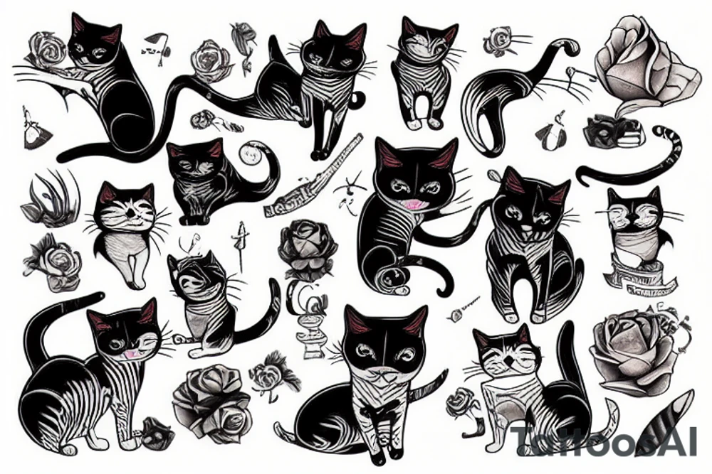 cats playing tattoo idea