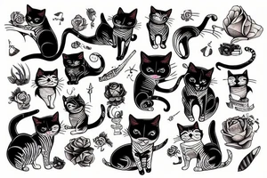 cats playing tattoo idea