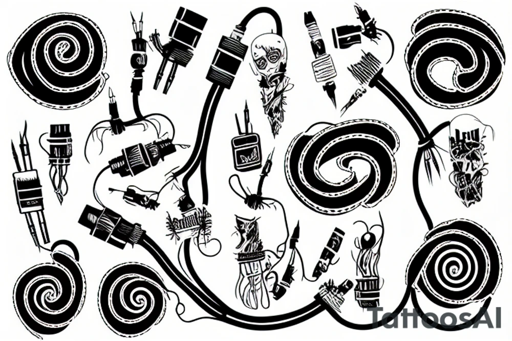 messy cables tattoo idea