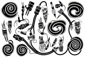 messy cables tattoo idea
