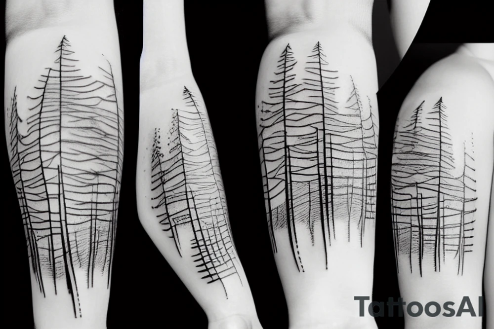 Forest & lines tattoo idea