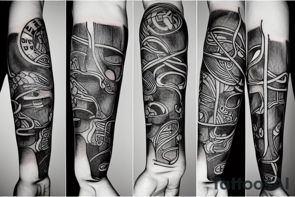 messy cables hacker tattoo idea