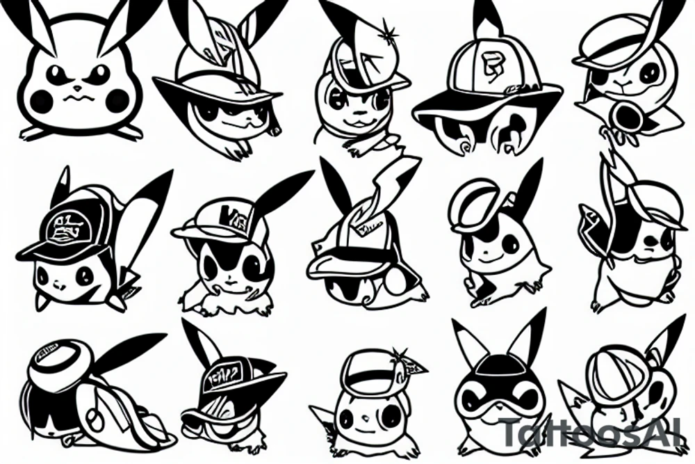 Pikachu with a cap tattoo idea