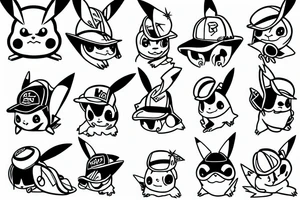 Pikachu with a cap tattoo idea