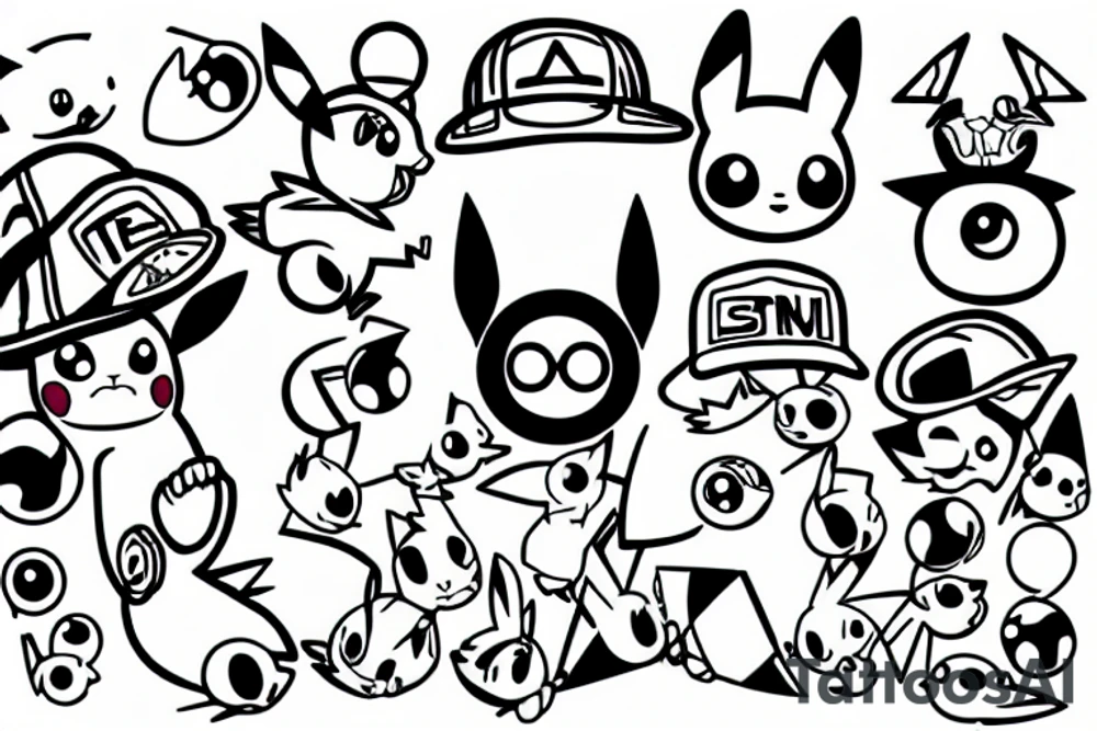 Pikachu with a cap tattoo idea