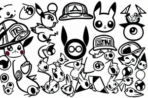 Pikachu with a cap tattoo idea