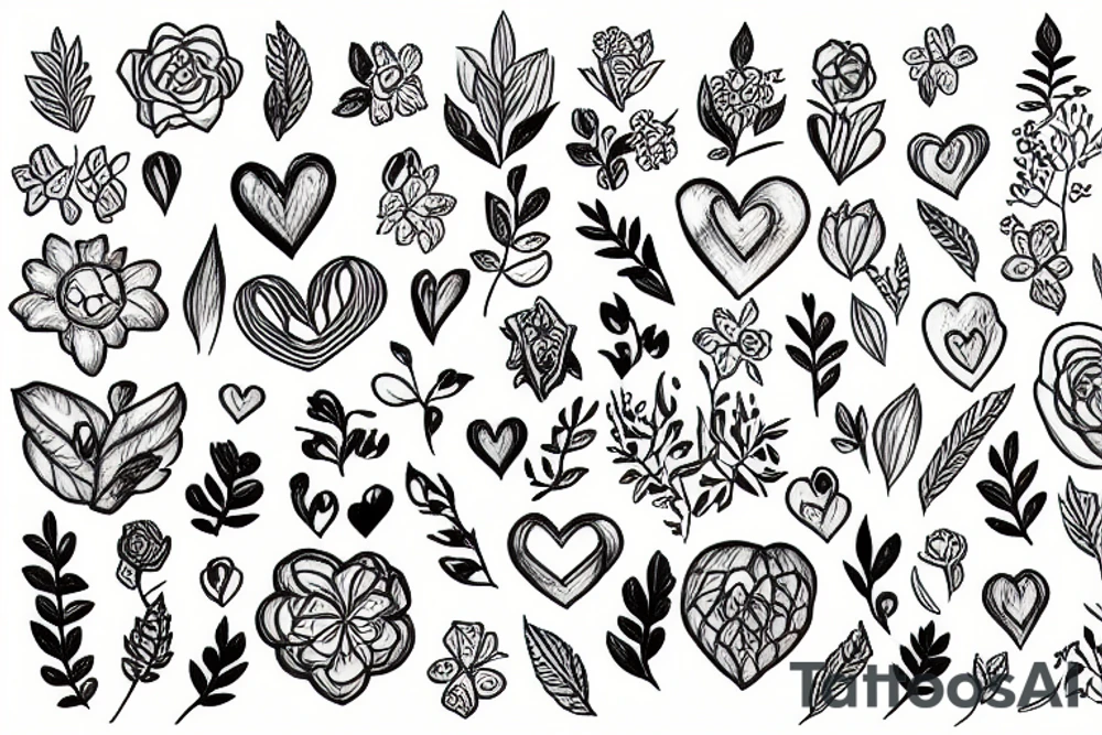 A heart consists of flowers and leaves tattoo idea