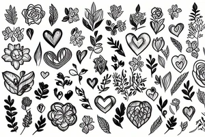 A heart consists of flowers and leaves tattoo idea