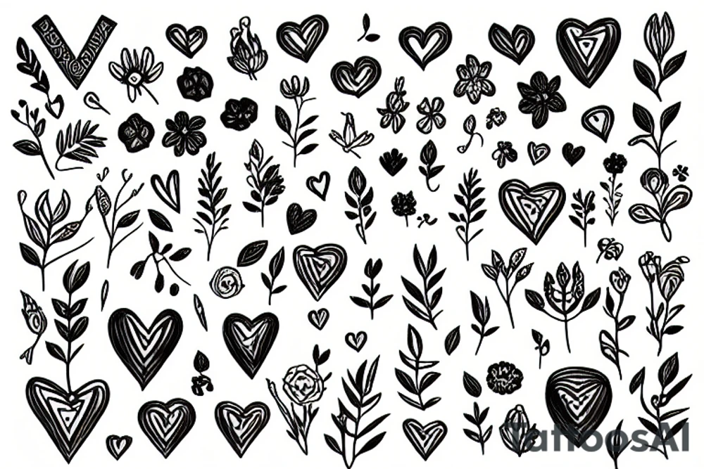 A heart consists of flowers and leaves tattoo idea