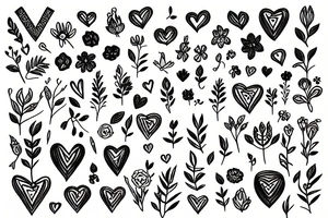 A heart consists of flowers and leaves tattoo idea