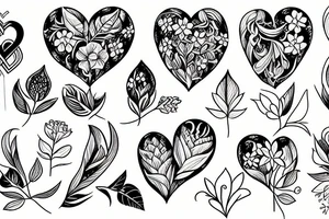 A heart consists of flowers and leaves tattoo idea