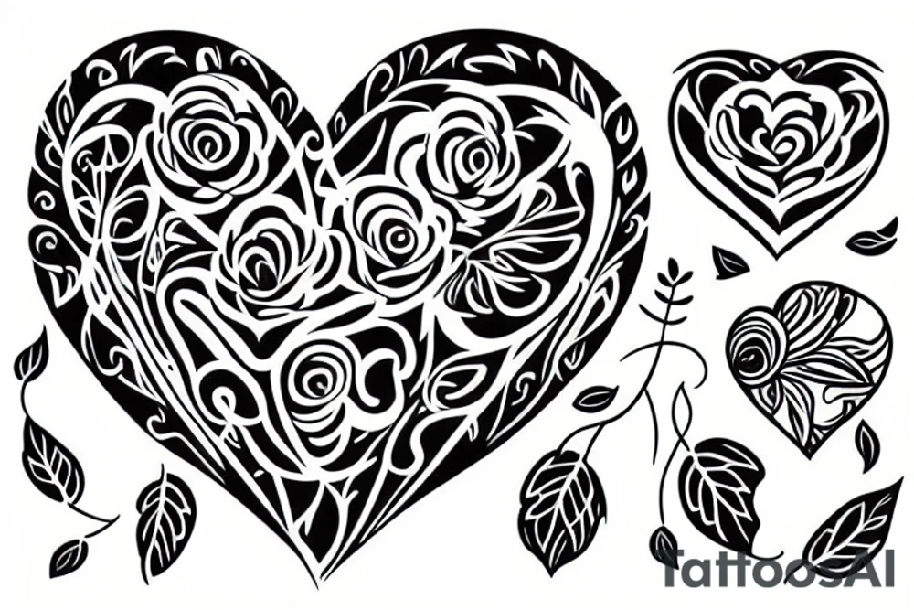 A heart consists of flowers and leaves tattoo idea