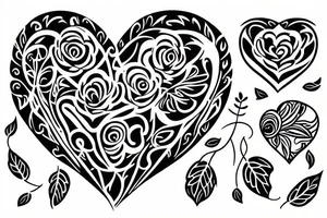 A heart consists of flowers and leaves tattoo idea