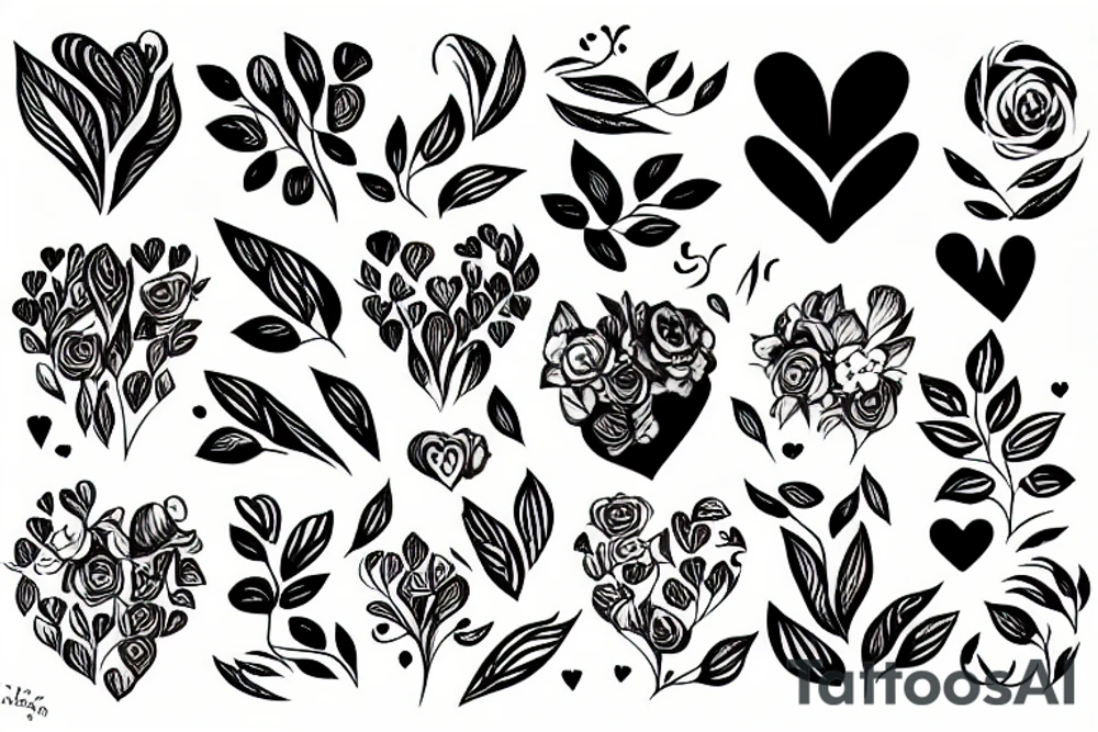 A heart consists of flowers and leaves, sad tattoo idea