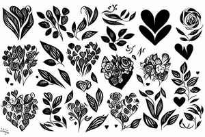 A heart consists of flowers and leaves, sad tattoo idea