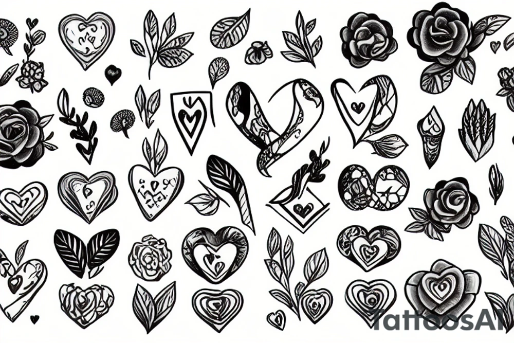 A heart consists of flowers and leaves, sad tattoo idea