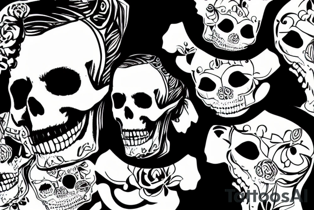 The queen Elizabeth mit a skull face tattoo idea
